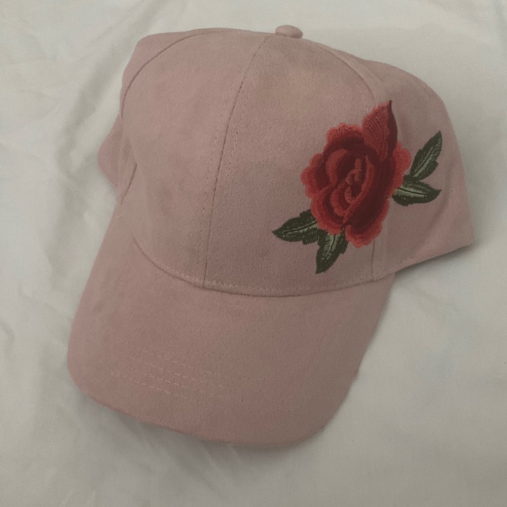 David & Young Pink Floral Embroidered Cap